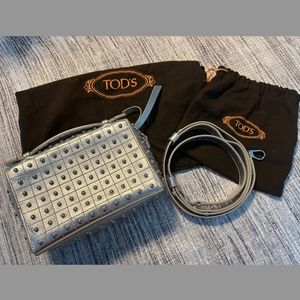 Tod's Silver Studded Don Gommino Box Shoulder Bag